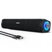 Computer Speaker for Desktop,pc Sound bar with 3.5 mm aux Colorful LED Lights