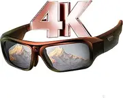 Chujianxi Mini Camera, Glasses with Camera 4K, Updated Portable Video Glasses for Outdoor and Travel, Sun Camera Glasses with UV Protection, Support Take Photo/Video, Black or dark brown