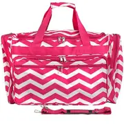 World Traveler 22-inch Travel Duffel Bag - Fuchsia White Chevron