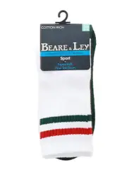 White Sock with Green / Red Stripes