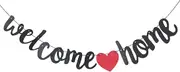 Welcome Home Banner, Welcome Home Decorations Banners Flag, Glitter Bunting Backdrop For Welcome Home Decoration, Black Welcome Home Garland, For Housewarming, Military Homecomings,Family Celebrations