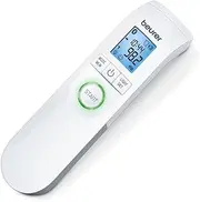 Beurer Bluetooth Non-Contact Thermometer, Forehead, Object, Room Temperature, High Accuracy, XL Blue Illuminated Display, 60 Memory Spaces, White,1 Count (Pack of 1),FT95