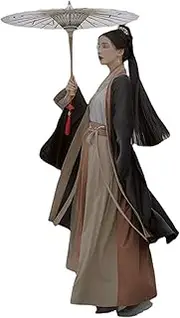 [IDZNFNFX] Chinese Hanfu Costume Wide Sleeve Cross Collar Wei Jin Dynasties Ancient Traditional Outfit,XL=Bust 102cm