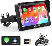 [CARPURIDE] W702 for Motorcycle, 7 inch Waterproof Touchscreen, Portable Carplay/Android Auto GPS Navigation for Motorbike, Support Dual Bluetooth, Car GPS, Siri, Assistant, TF-64G