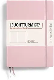 LEUCHTTURM1917 361577 Notebook Medium (A5), Hardcover, 251 Numbered Pages, Powder, Plain