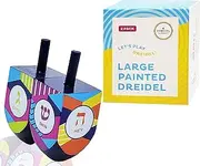 Hanukkah Dreidels Wood Multi-Colored Medium Sized Draydels with English Translation - Includes Game Instruction Cards! (10-Pack)