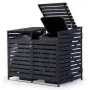 PlantCraft Double Wood Wheelie Bins Storage Shed, 2 Door Garbage Rubbish Bin Enc