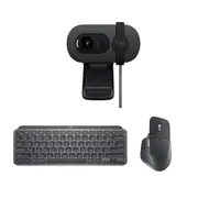 Logitech MX Work Bundle with Keys MINI Keyboard, 3S Mouse and BRIO 100 Webcam (Graphite)