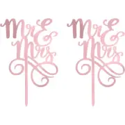 "Mr & Mrs" Love Themed Rose Gold Cake Topper (Pack of 2)