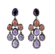DAVID YURMAN STERLING SILVER CHANDELIER DANGLING AMETHYST EARRINGS NEW BOX 21E