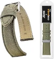 [ALPINE INTERNATIONAL] Alpine CORDURA fabric top and water resistant leather lining watch strap with Quick Release Spring Bars - Black, Olive, Grey, Khakhi, Red, Navy Blue - 14, 16, 18, 20, 22 mm
