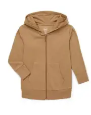 Wonder Nation Boys Full Zip Fleece Hoodie, Size L(10-12)Husky Metro Camel
