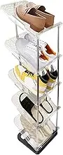TOWEBOORY 5 Tier Narrow Shoe Rack, Sloping Shoe Storage Shelf, Vertical Shoe Rack Slanted for Small Spaces Corner Entrance Bedroom Living Room
