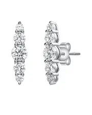 Genevive Silver CZ 5-Stone Linear Journey Earrings
