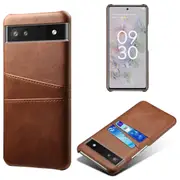 For Google Pixel 6a 5g Anti-fall Phone Case With Dual Card Slots Pu Leather Coated Hard Pc Ultra-thin Back Cover Shell