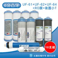 在飛比找水蘋果購物中心優惠-6分凸牙 UF-61、UF-62、UF-64濾心組+RO膜+