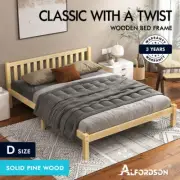 ALFORDSON Bed Frame Wooden Timber Double Size Mattress Base Platform Fenella Oak