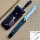 Handcrafted Damascus Steel Folding Pocket Knife Sheath Carbon Fiber Handle Tanto