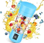 UVUBXT Portable Blender, Personal Size Blenders with USB Rechargeable Mini Fruit Juice Mixer, Mini Juicer Smoothie Blender Bottles Travel 380ML, Blue, Pink