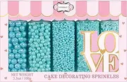 Sprinkles - Confect Sprinkles for Cakes & Cupcakes Decoration Assorted Pack of 5 Backstage Boys Baby Shower Baby Blue Sprinkles Mix Dragees, Jimmies & Sparkling Sugar - 3.5 Oz