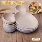 4PCS Wheat Straw Tableware Set Anti Fall Bowls Children Dish Dinner Plate Bowl