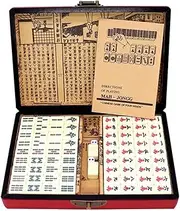 HIKOAN Chinese Numbered Mahjong Set 144 Tiles Mah-Jong Set Portable Chinese Toy with Box