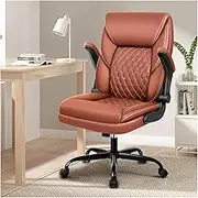 Gaming Chair, Home Office Chair Ergonomic Computer Desk Chair with Adjustable Flip-Up Arms Gaming Chairs Mobile Gamer Armchair Relaxing Vanity(Brown)