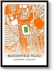 GroundDesigns BLACKPOOL FC Football Gift BLOOMFIELD ROAD Stadium Art Map A3 Print BFC