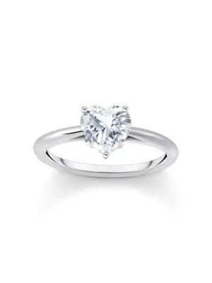 Thomas Sabo TR2476-051-14-56 Silver Ring with white Stone in Heart Shape Ladies