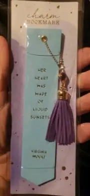 Oliver Smith & Co. Charm PURPLE Tassel Bookmark VIRGINIA WOOLF Light Blue PU