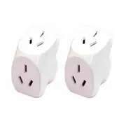 2x Sansai 10 Amp Double Adaptor Home Adapter Plug/Socket Outlet Angled Splitter