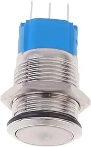 ULTECHNOVO 12v Self Locking Waterproof Push Button 16mm Ring Mount No Drill Ip66 Stainless Steel for Indoor Use
