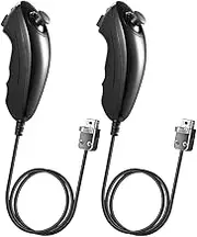 2 Pack Nunchuck Controllers for Wii Wii U, kiwitatá Replacement Remote Video Game Pad Nunchuck for Wii Wii U Video Console (Black)