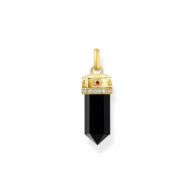 Genuine THOMAS SABO Gold Pendant with onyx in hexagon-shape and stones
