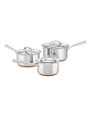 [Essteele] Per Vita Copper Base Stainless Steel Induction 3 Piece Covered Saucepan Set