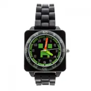 Video Games Minecraft Creeper Time Teacher Analog Watch with Rubber Strap Black