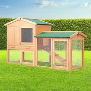Chicken Coop Rabbit Hutch Large House Run Cage Wooden Outdoor 138cm x 44cm x 85cm
