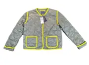 NWT Polo Ralph Lauren Boys Neon Trim Quilted Olive Jacket Navy Size Large 12/14