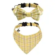 Upgraded Breakaway Cat Collar with Bow Tie and Bell, Cat Collars with Yellow