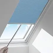 Manual Cellular Shades Cordless Honeycomb Blinds Full Blackout Fabric Window Shades for Skylight（Light Blue） W(70~80) cm×H(100~120) cm