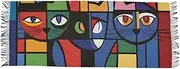 [AIXIWAWA] Abstract Cats Women's Pashminas Scarf, Shawls Wrap Lightwight Tassel for Evening Dress Dinner Party, Multicolor