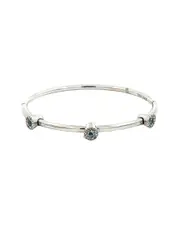 Silver & Stainless Steel 0.38 ct. tw. Diamond & Blue Topaz Bangle Bracelet