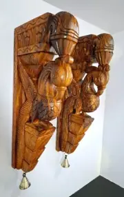 Wooden Corbel Peacock Pair Wall décor Handmade, 18" size, Lot of 2 Pc