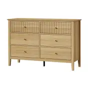 Oikiture 6 Chest of Drawers Tallboy Storage Natural