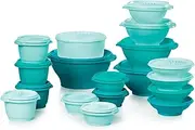 [Tupperware] Heritage Collection, New 36 Piece Food Storage Container Set in Vintage Green, Dishwasher Safe and BPA Free (18 containers, 18 lids)