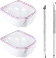 Generic Set of 2 Nail Soaking Bowls with Cuticle Pusher And Peeler for Acrylic Nails, Pink
