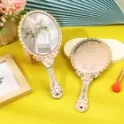Pieces Vintage Handheld Mirror Portable Embossed Flower Mirror Hand Held Dec _da