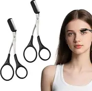 Pack of 2 Eyebrow Scissors, Eyebrow Scissors for Women, Professional Eyebrow Scissors, Eyebrow Trimmer, Eyebrow Scissors with Comb, Precision Trimmer for Men and Women