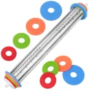Adjustable Rolling Pin with Thickness Rings for Baking, Stainless Steel Desig...