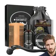 Beard Growth Kit for Men - Grooms Beard Mustache boosts hair growth Beard Oil